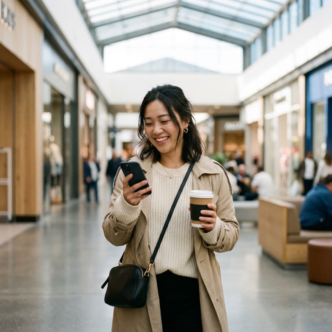 A shopper getting a personalised answer from the Coniq AI Concierge on her phone