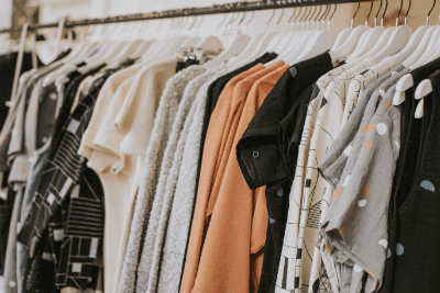 Clothes hanging on clothes rack