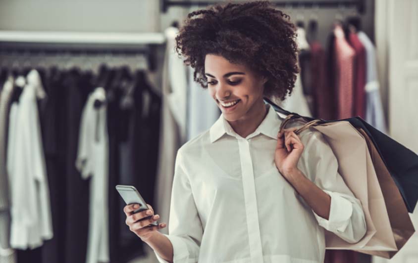 woman earning loyalty when shopping