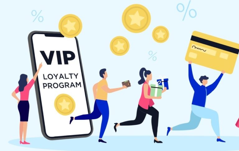VIP and Paid loyalty programs with shoppers running with bags